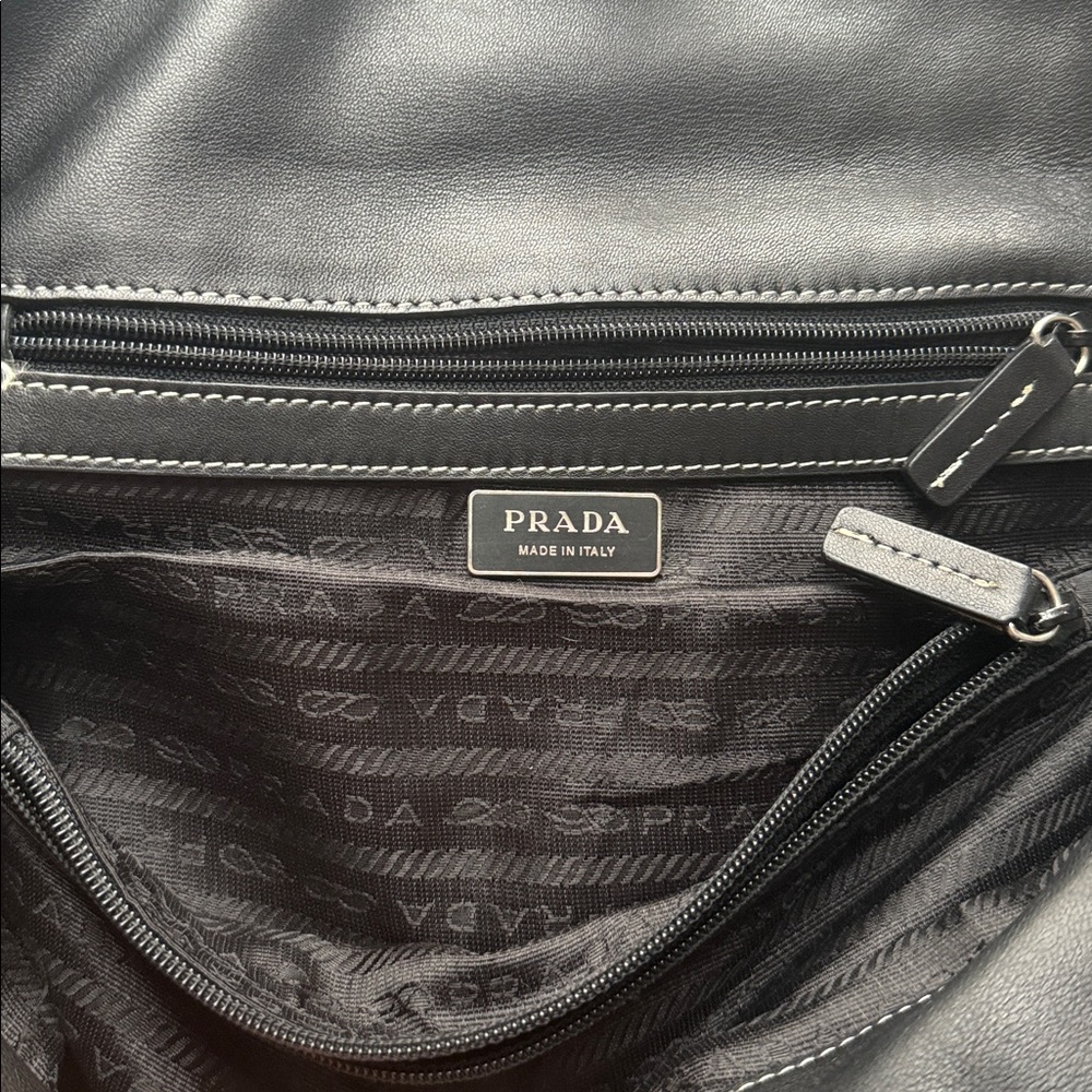 Prada Black Leather and Nylon Shoulder Bag - Picture 3 of 6